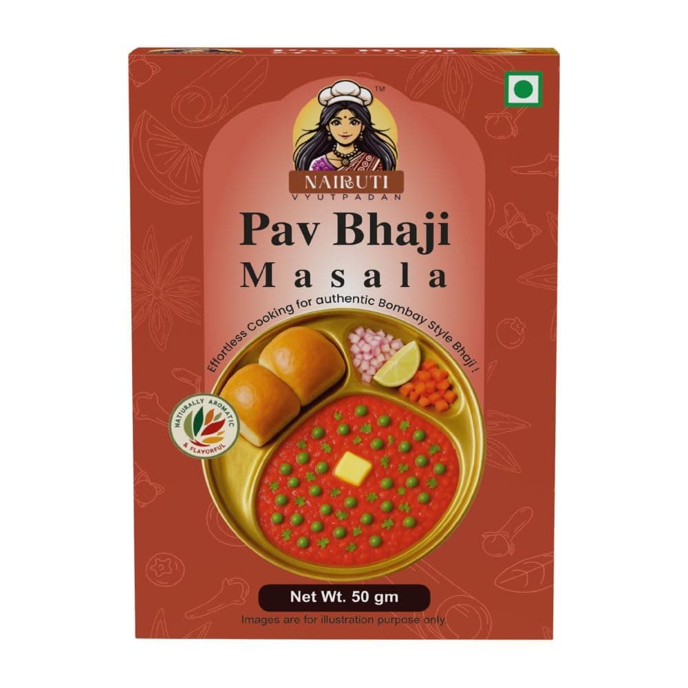Nairuti Vyutpadan PavBhaji Masala (Jain Friendly) 50g | No Onion No Garlic | Mumbai Street Style Pav Bhaji Spice Mix | Rich Aroma | No Preservatives | Premium Blend