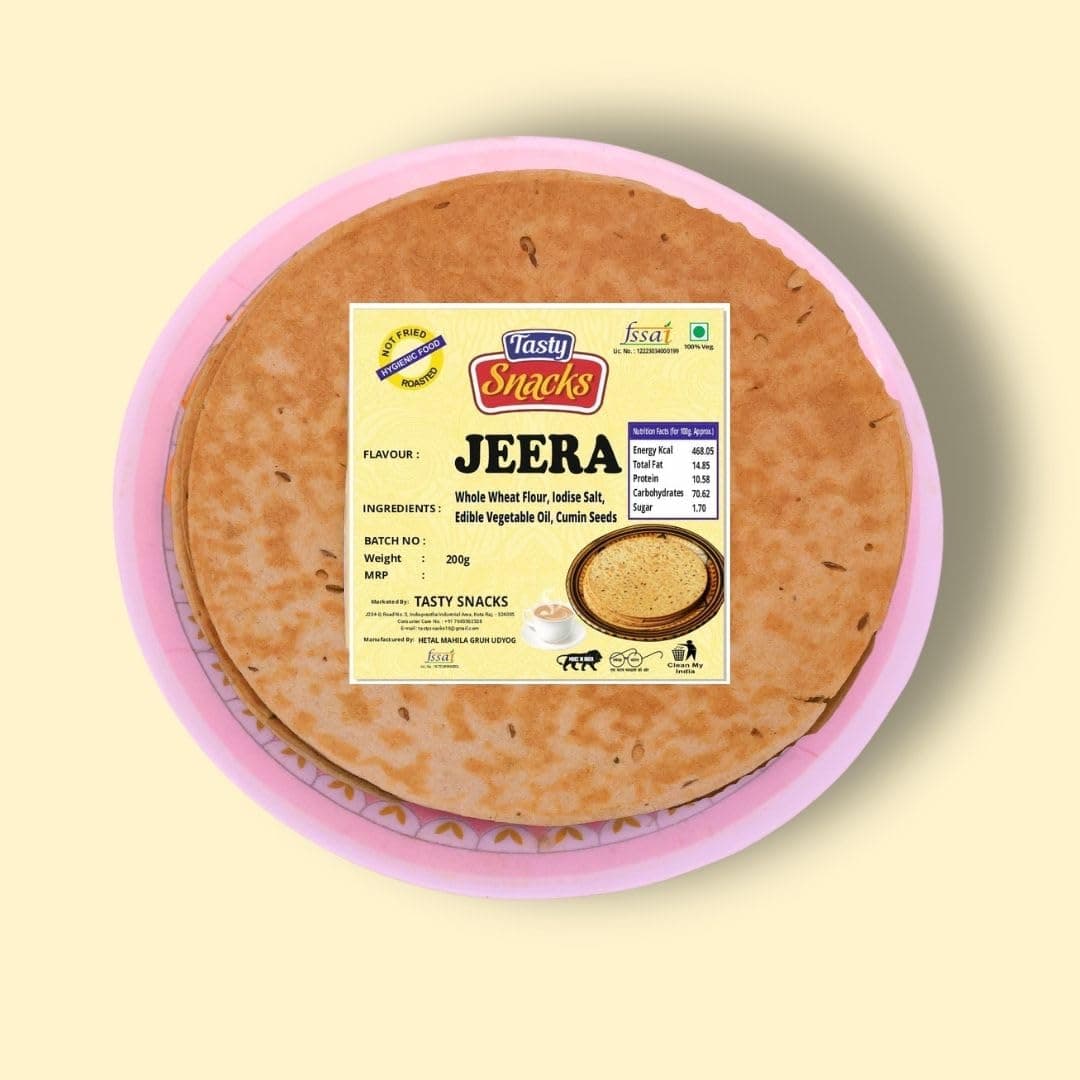 Tasty Snacks High Protein & High Fiber Khakhra – Jeera Flavor | No Maida | No Palm Oil | Jain Roasted Indian Snack | 800g (Pack of 4) — image 2