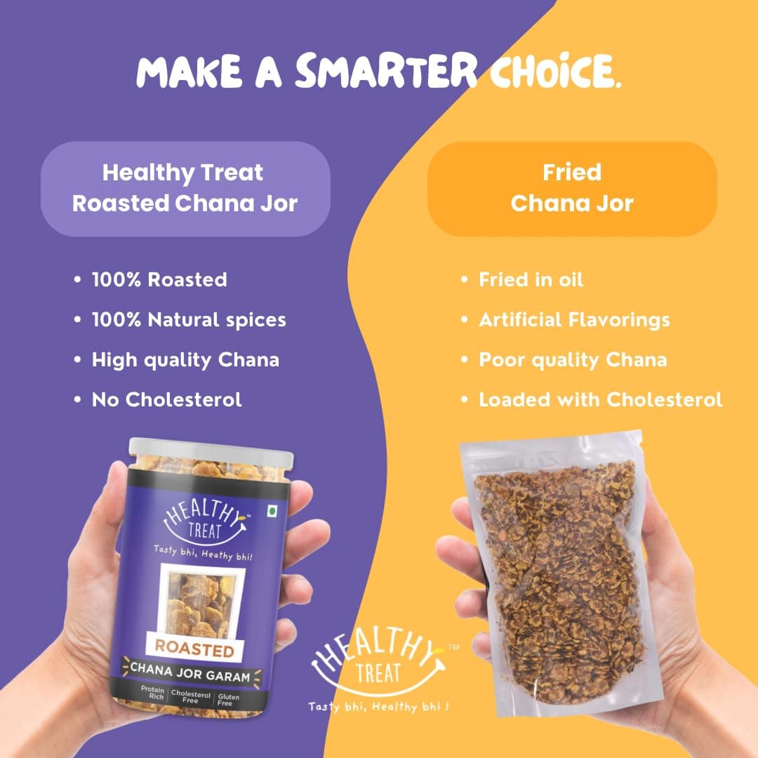 Healthy Treat Roasted Chana Jor Garam 200 gm | Healthy, Roasted Oil-Free Namkeen | Ready-to-eat | Healthy Snacks | Low in calories | Protein-Rich Snack | Roasted Beaten Chana Snack | Gluten Free — image 5