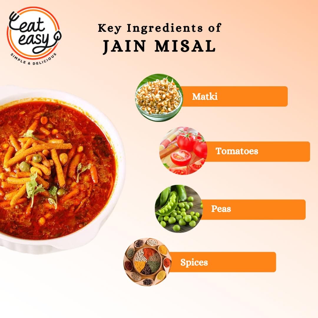 Eat Easy Ready To Eat Jain Misal, 90gm of 1 Pack, Instant Food, Indian Meal, Travel Food, No Preservatives, No Added Artificial Colours & Flavours, Just Add Water and Cook (Pack of 4) — image 6