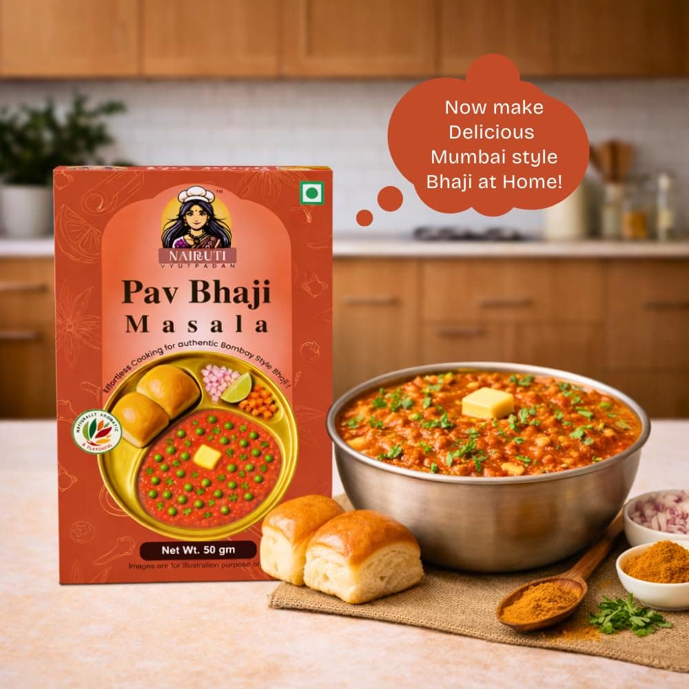 Nairuti Vyutpadan PavBhaji Masala (Jain Friendly) 50g | No Onion No Garlic | Mumbai Street Style Pav Bhaji Spice Mix | Rich Aroma | No Preservatives | Premium Blend — image 5
