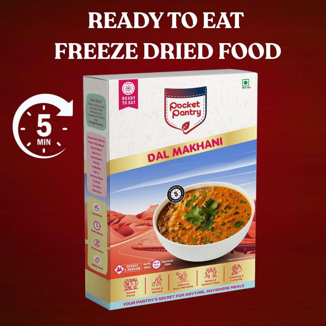Pocket Pantry Ready to Eat Dal Makhani(Jain) | Freeze Dried | Rehydrated Wt 320gm | No Palm Oil, No Preservatives | 100% Natural | Dry Wt 80g | Serves 2 | Instant Meal — image 3