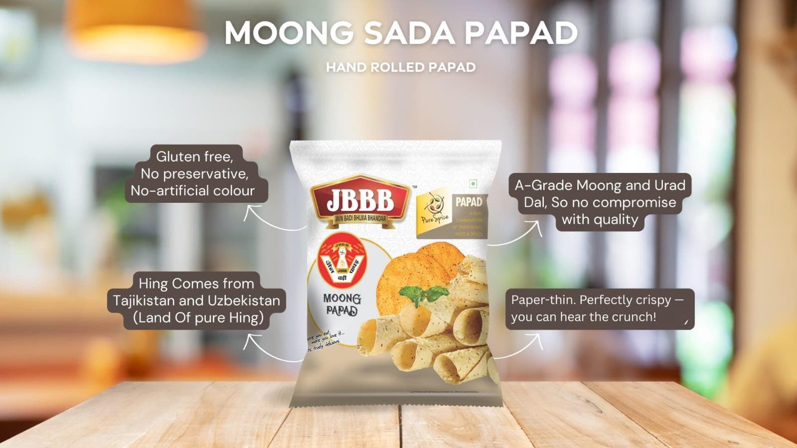 JBBB Moong Papad Plain 400g Pack | Homemade Crispy Tasty Moong Daal Papad with Traditional Indian Spices | Crispy Indian Snacks Easy Digestive Rajasthani Snack for Lunch, Dinner & Daily Eating — image 7