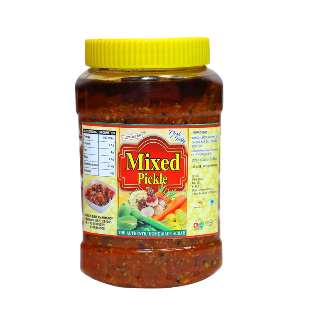 GOKULESH™ Pachranga Mixed Pickle|No Onion No Garlic Pickle|Home Made Recipe Mango Chilli Lemon Carrot ker Ginger karonda lasoda Mix Achar Pickle| 500gm — image 2