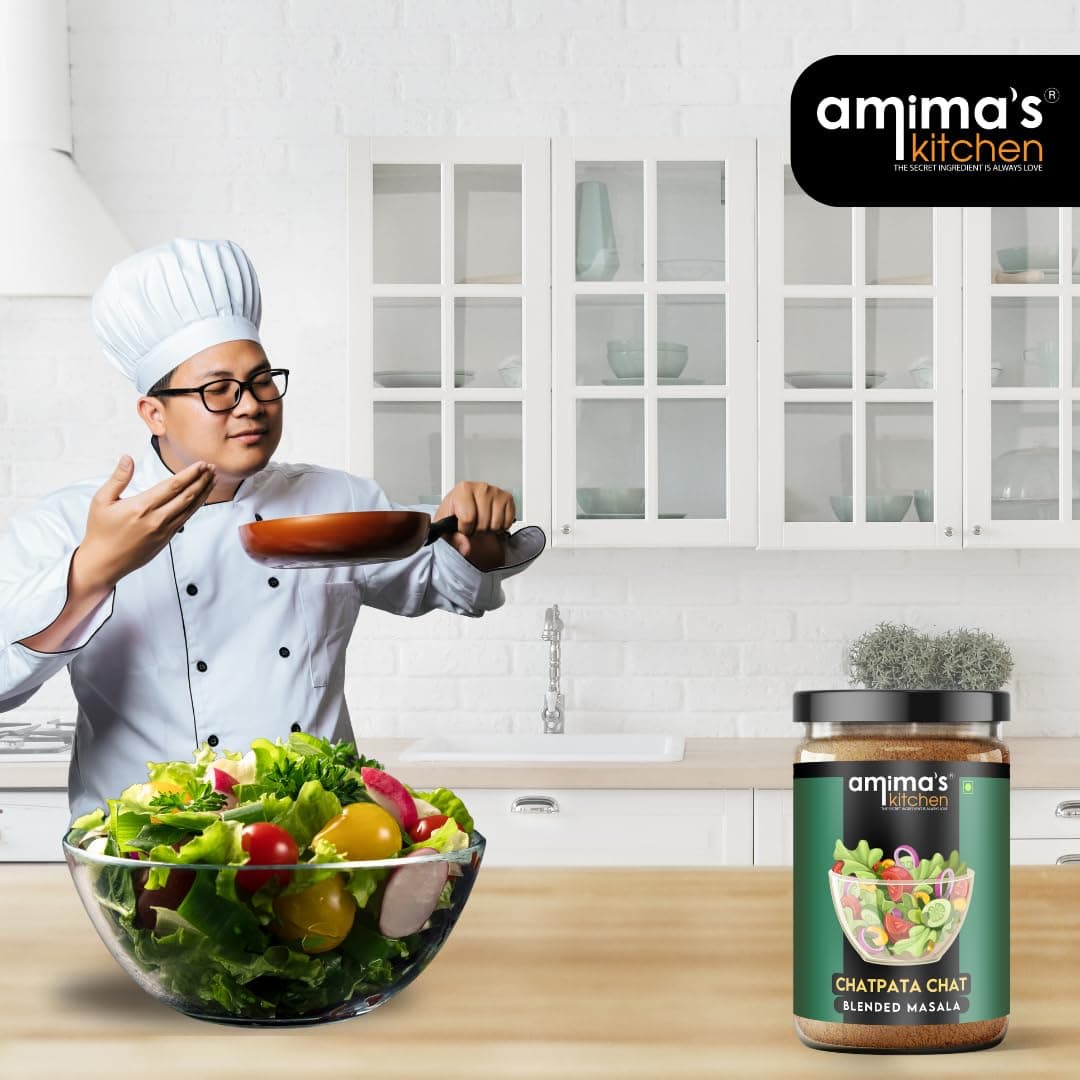Amima's Kitchen Chatpata Chat Masala Sprinkler Jar | 125 Grams (Pack 1) | No Onion & No Garlic | No Artificial Flavour Added | Used in Saute Veggies, Fruit Salads, Snacks, Curries, Buttermilk, Sharbats, Fruit Juice — image 5