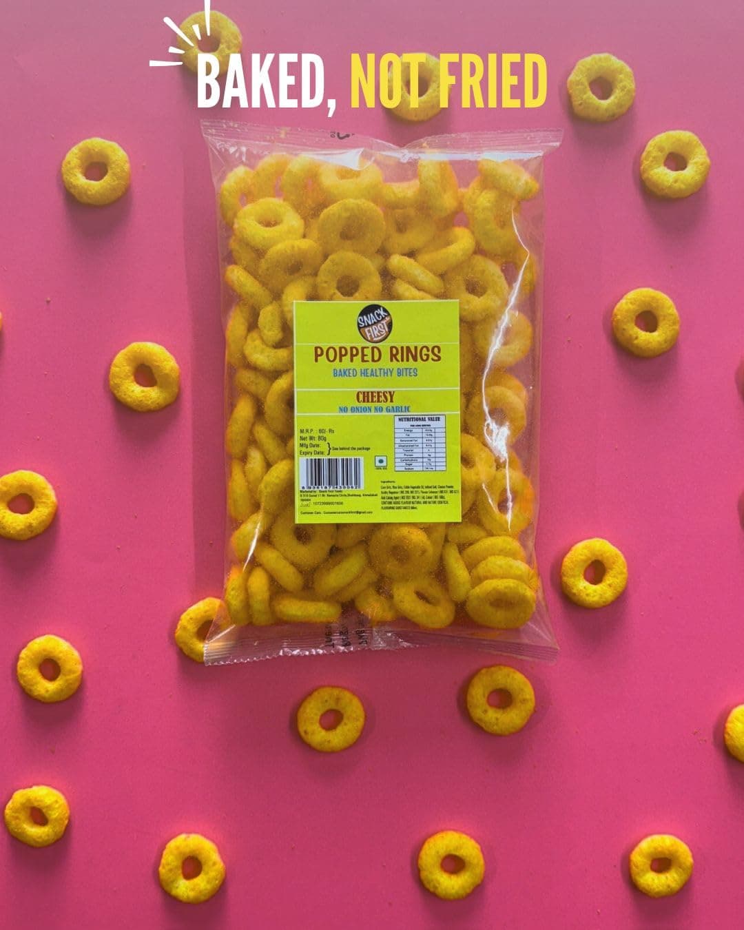 Snack First Baked Cheese Snack Combo, Cheese Balls, Chitoz, & Rings, Combo of 3, No Onion No Garlic, Jain, Puffed Snack, Corn Puffs, Healthy Snack, Namkeen, Each 80g — image 5