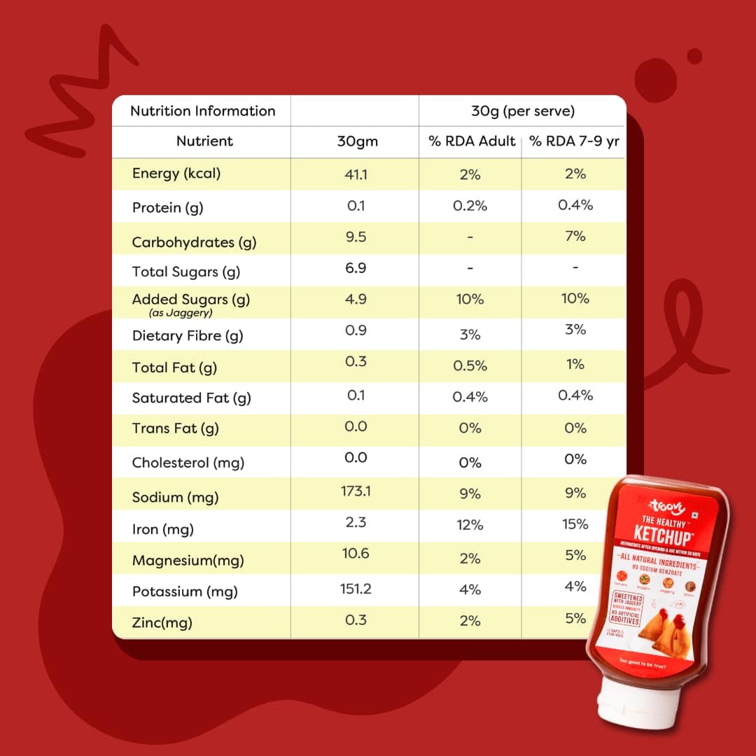 Troovy Healthy Tomato Sauce | 100% Chemical Free | No Preservatives | No Processed Sugar (uses Jaggery) | No MSG | No Sodium Benzoate | All Natural Ingredients | Contains Minerals Like Iron | Tastes like Regular Tomato Ketchup (PO1) — image 2