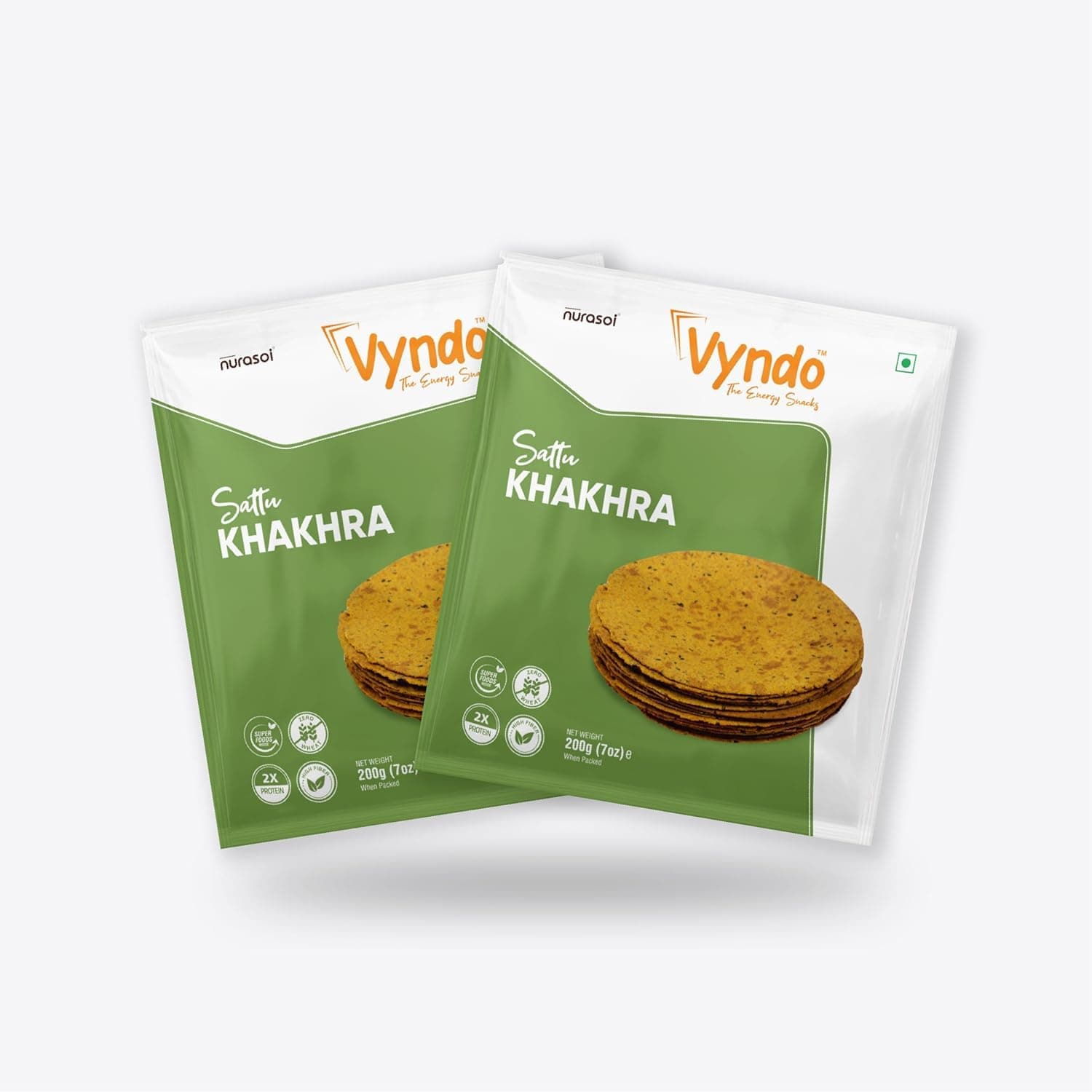 Vyndo Sattu Khakhra Pack of 2 (200g Each) | Millet-Based Gujarati Dry Snacks | High Protein & Fiber | Gluten-Free, No Palm Oil | Healthy Protein-Rich Snack for Kids & Adults. — image 2