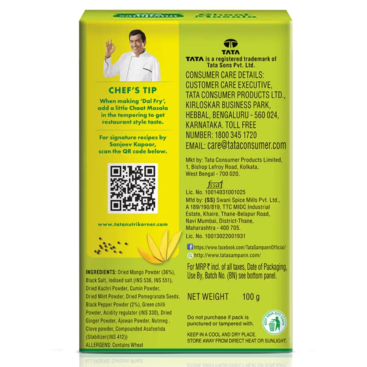 Tata Sampann Chaat Masala with Natural Oils, 100g, Chat Masala Powder, Crafted by Chef Sanjeev Kapoor, With Chef’s Exclusive Tip, Rich Aroma & Flavour — image 3