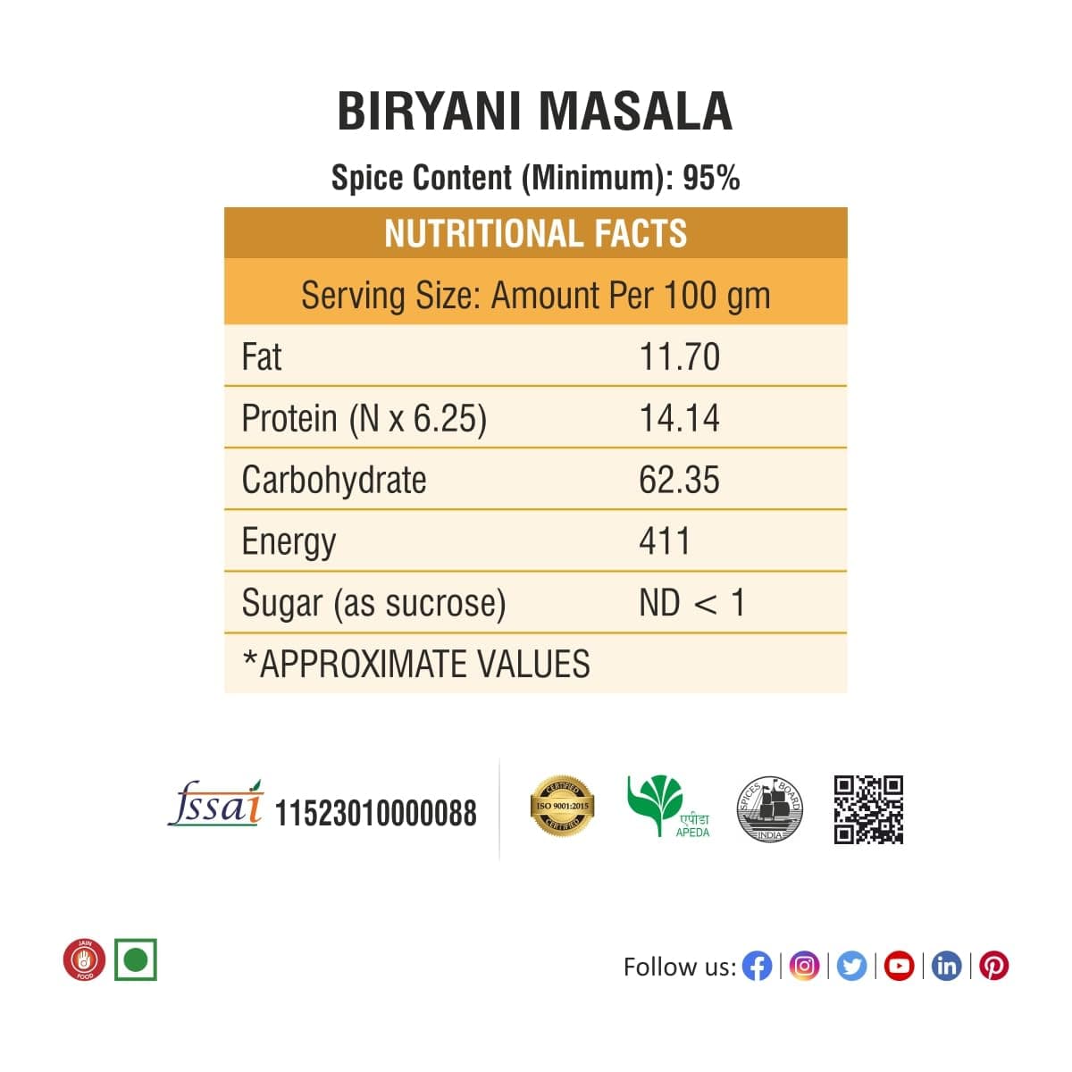Bhoj Masale Biryani And Pav Bhaji Masala Powder Combo Pack 200GM Each | Aromatic Spice for Flavorful Indian Cooking | For Flavorful Cooking | No Artificial Flavor Added. No colour, no preservatives, no onion and no garlic ( Jain Masala ) — image 3