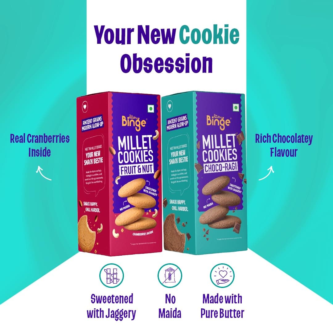 The Healthy Binge Assorted Millet Cookies – Healthy Snacks Combo | Millet Cookies | Jaggery Cookies | Healthy Snacks for Kids and Adults 180g Pack of 2 — image 4