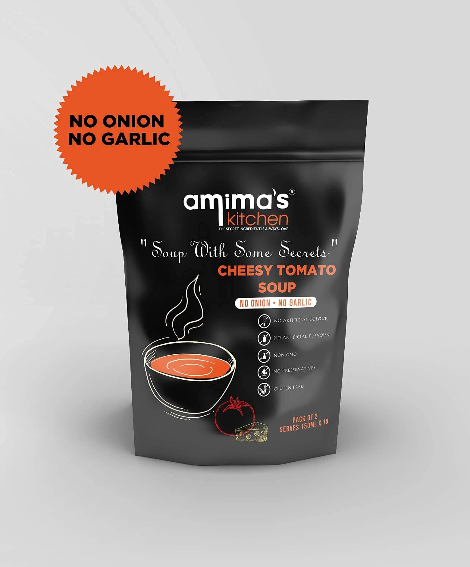 Amima's Kitchen Cheesy Tomato Jain Soup (No Onion No Garlic) - 100 Grams [Serves 10] | Instant Soup Mix Powder | Ready To Cook | No Artificial Flavour & Colour | Gluten Free | Non GMO | Healthy Soup — image 6