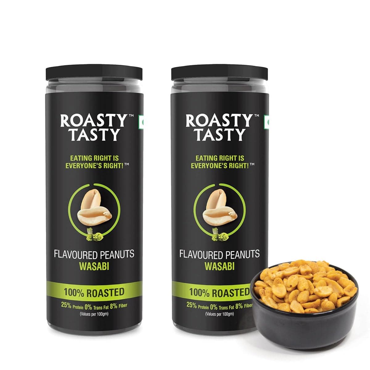 Roasty Tasty Wasabi Flavour Roasted Peanuts|Healthy Snacks|Rich In Protein & Fibre|Roasted, Not Fried Snacks|Healthy Food|Namkeen Peanuts|Crunchy Masala Peanuts|Pack Of 2 (150G Each) — image 2