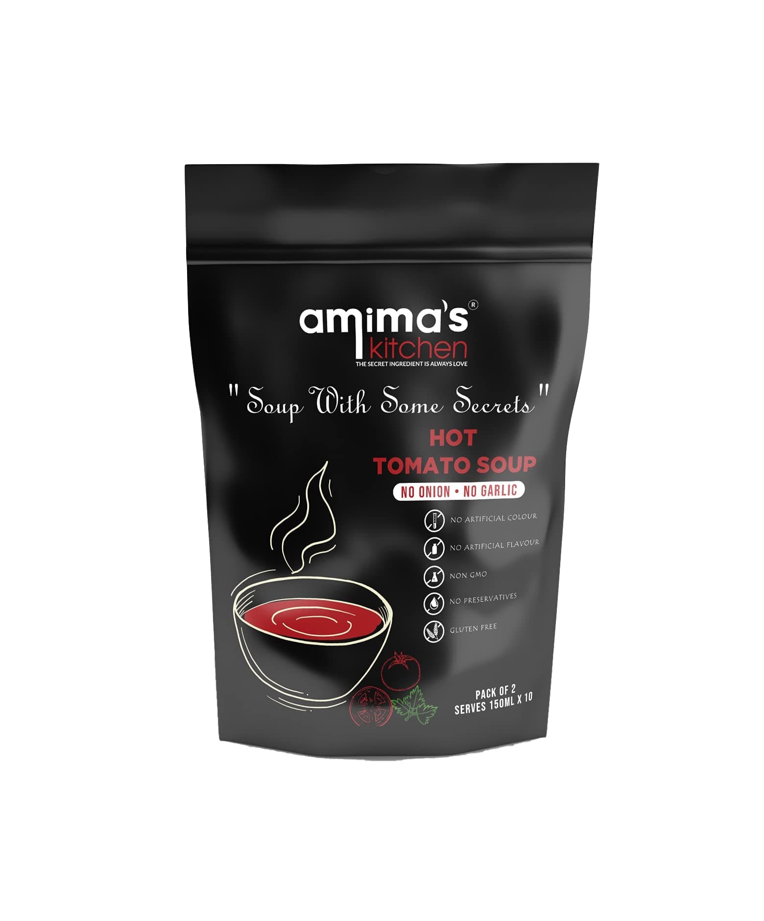 Amima's Kitchen Hot Tomato Jain Soup (No Onion No Garlic) - 100 Grams [Serves 10] | Instant Soup Mix Powder | Ready To Cook | No Artificial Flavour & Colour | Gluten Free | Non GMO | Healthy Soup — image 2