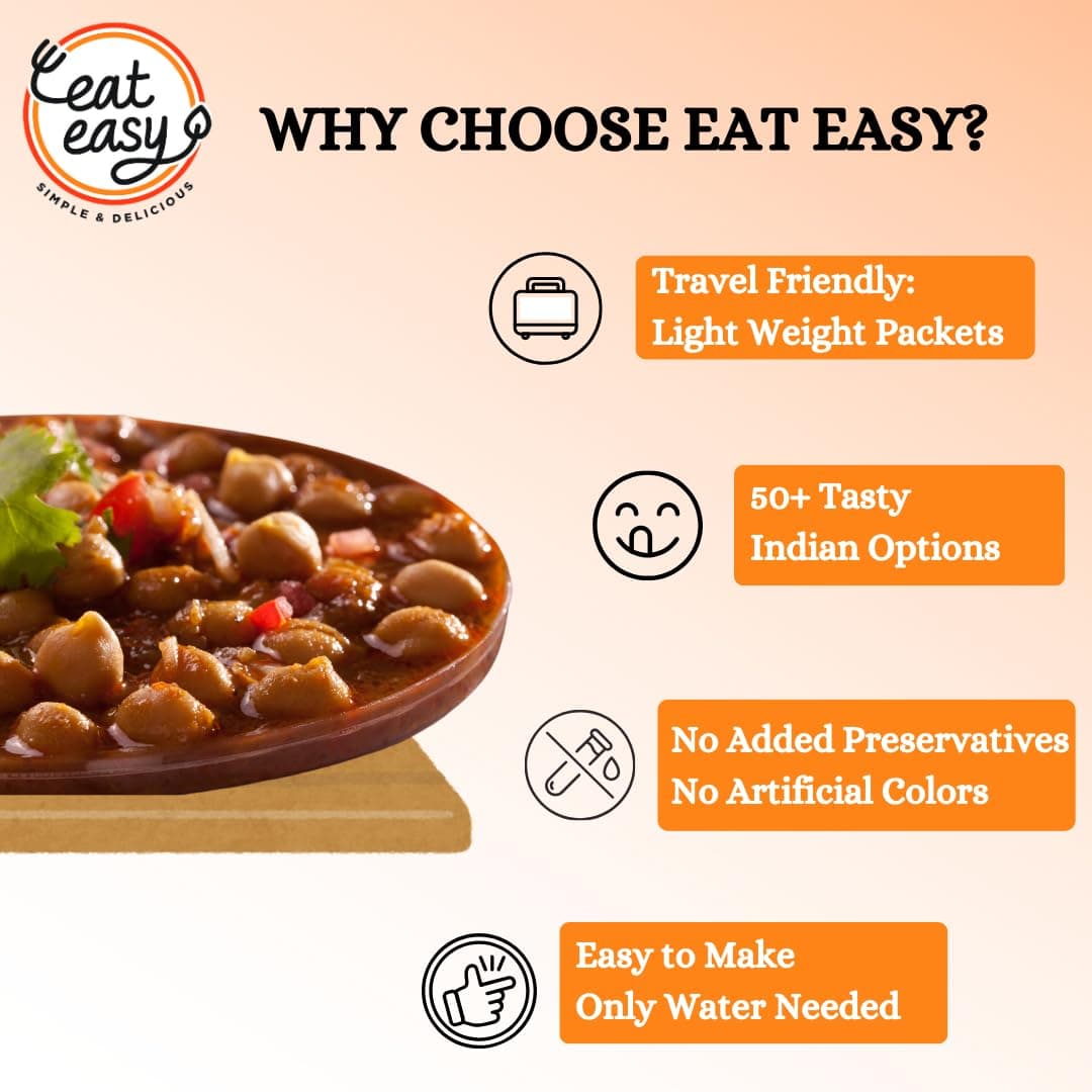 Eat Easy Ready To Eat Jain Amritsari Chole- 70gm (Pack of 2) | Freeze-Dried, Lightweight, No Moisture, No Onion & Garlic, High-Protein Punjabi Chhole for Camping, Trekking, Hostel Food, Travel, Quick Lunch & Dinner | Just Add Water Hot Water — image 5