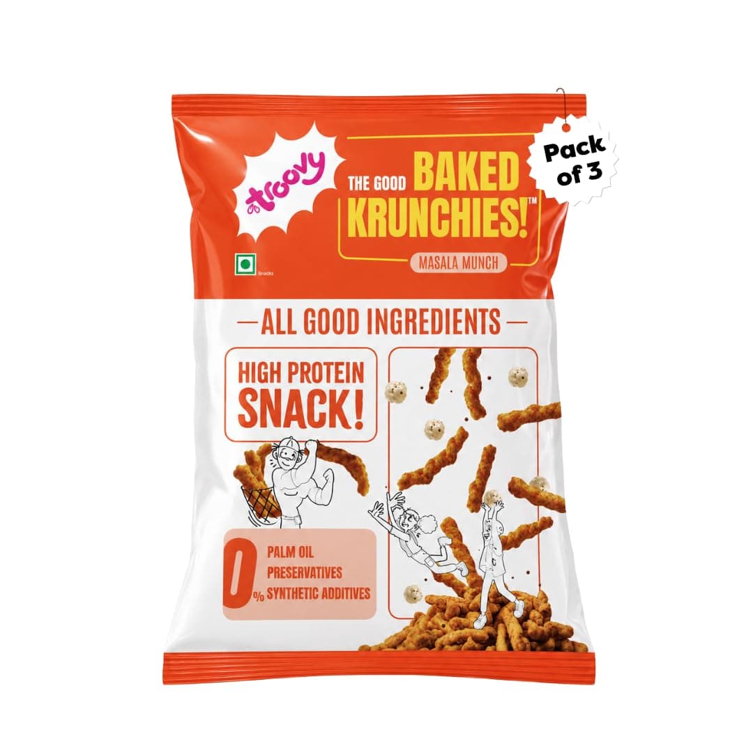 Troovy Krunchies Masala Munch | Made with Millets | No Palm Oil (70g,Pack of 3)