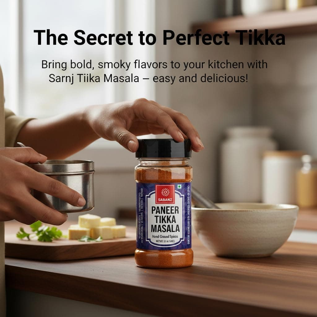 SARANZ Paneer Tikka Jain Blended Masala Perfect for Cooking, Ready to Use, No added colours, Spice Powders and Masalas, Premium Artisanal Spices with Rich & Strong Flavour-100 Grams Sprinkler Jar — image 4