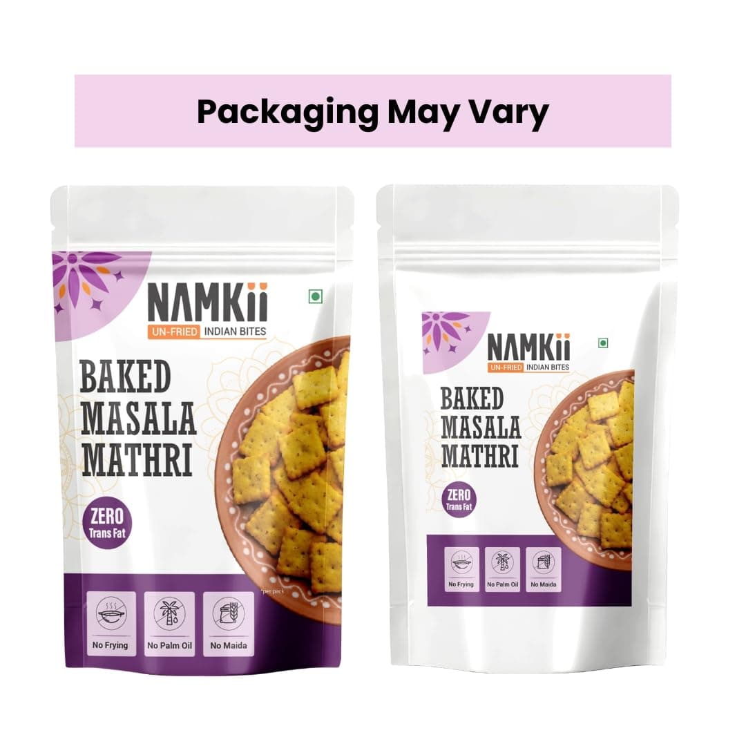 NAMKII Baked Methi Masala Mathri | Baked Not Fried, No Maida, No Palm Oil | Zero Trans Fat, Low Saturated Fat | Healthy Snacks, Mathri, Namkeen | Perfect for tea-time snacking, mid-night cravings, or tiffins | 175 g (Pack of 2) — image 7