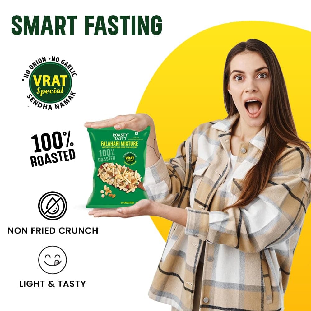 Roasty Tasty Falahari Mix Roasted Namkeen Snack 200G|Oil-Free Farari Chiwda| No Onion, No Garlic Farali Namkeen| Healthy Vrat Upwas Fast Namkeen| No Cholesterol No Transfat Healthy Snack For Fasting — image 3
