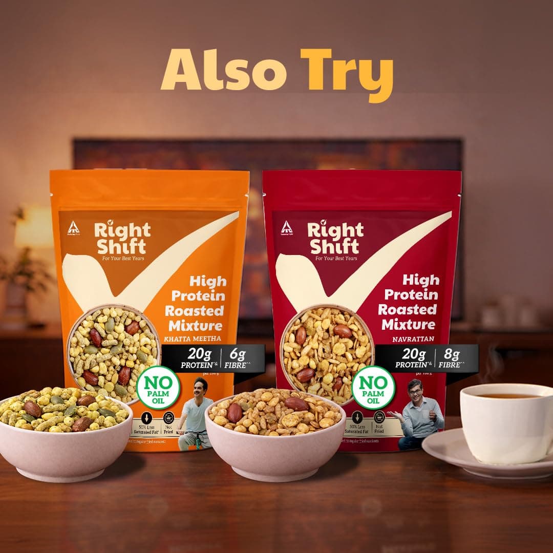 Right Shift High Protein Roasted Mix, Navrattan, No Palm Oil, 20g Protein, Not Fried, 6g Fibre, 50% Less Sat Fat, No Added Flavours, Artificial Flavours or Trans Fat, 250g — image 9
