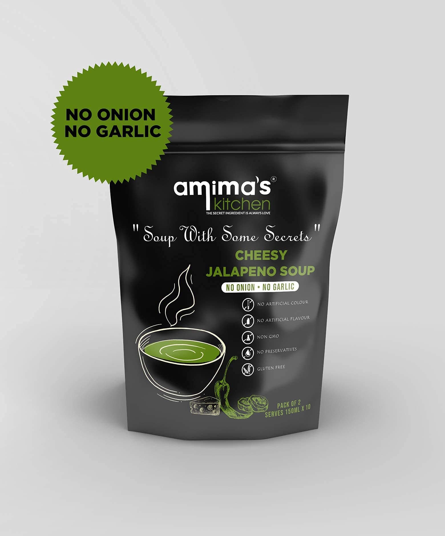 Amima's Kitchen Cheesy Jalapeno Jain Soup (No Onion No Garlic) - 100 Grams [Serves 10] | Instant Soup Mix Powder | Ready To Cook | No Artificial Flavour & Colour | Gluten Free | Non GMO | Healthy Soup — image 5