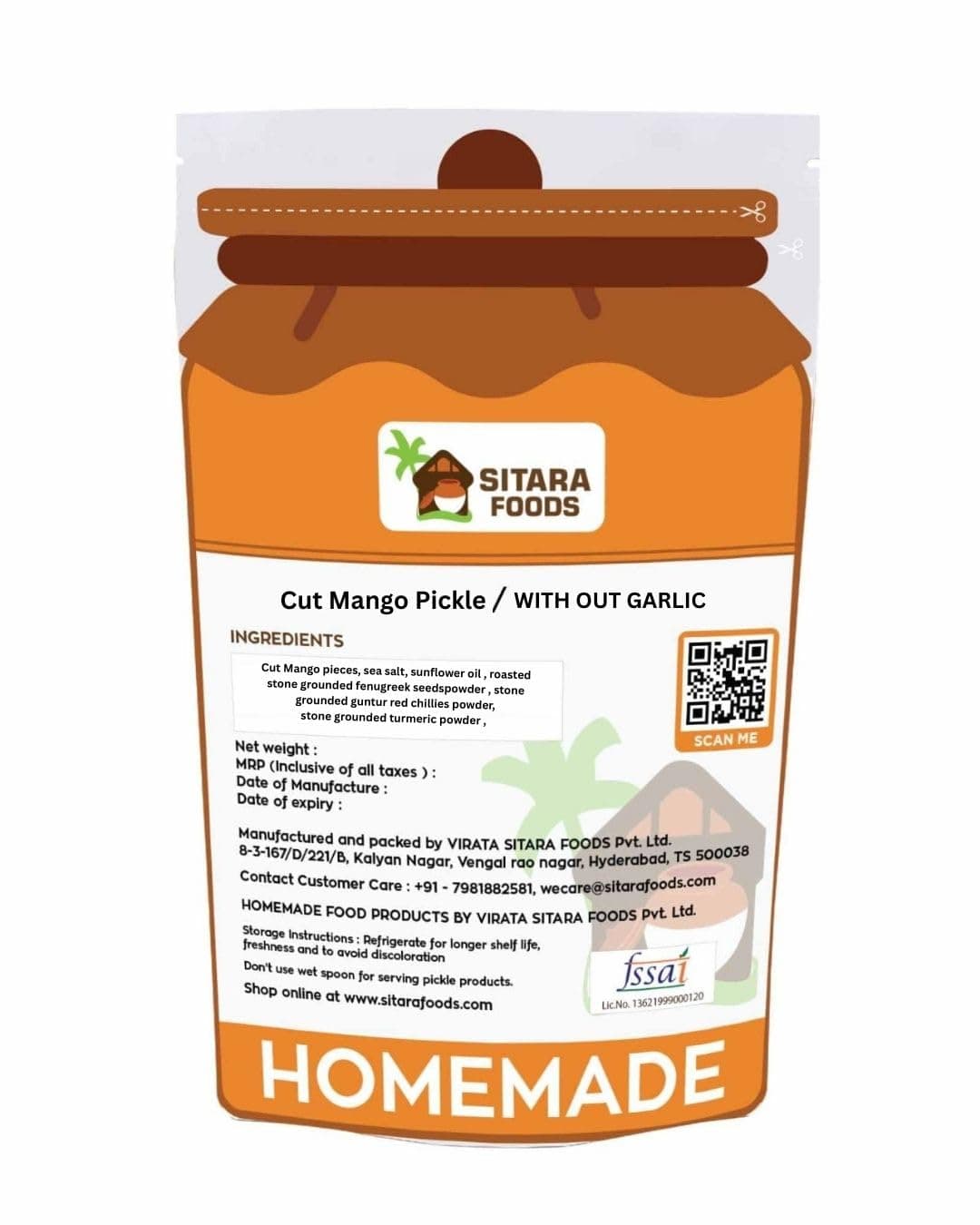 Sitara Foods Jain Mango Avakaya Pickle Without Garlic Aam Ka Achaar Homemade and Handmade 250 Grams pack — image 3