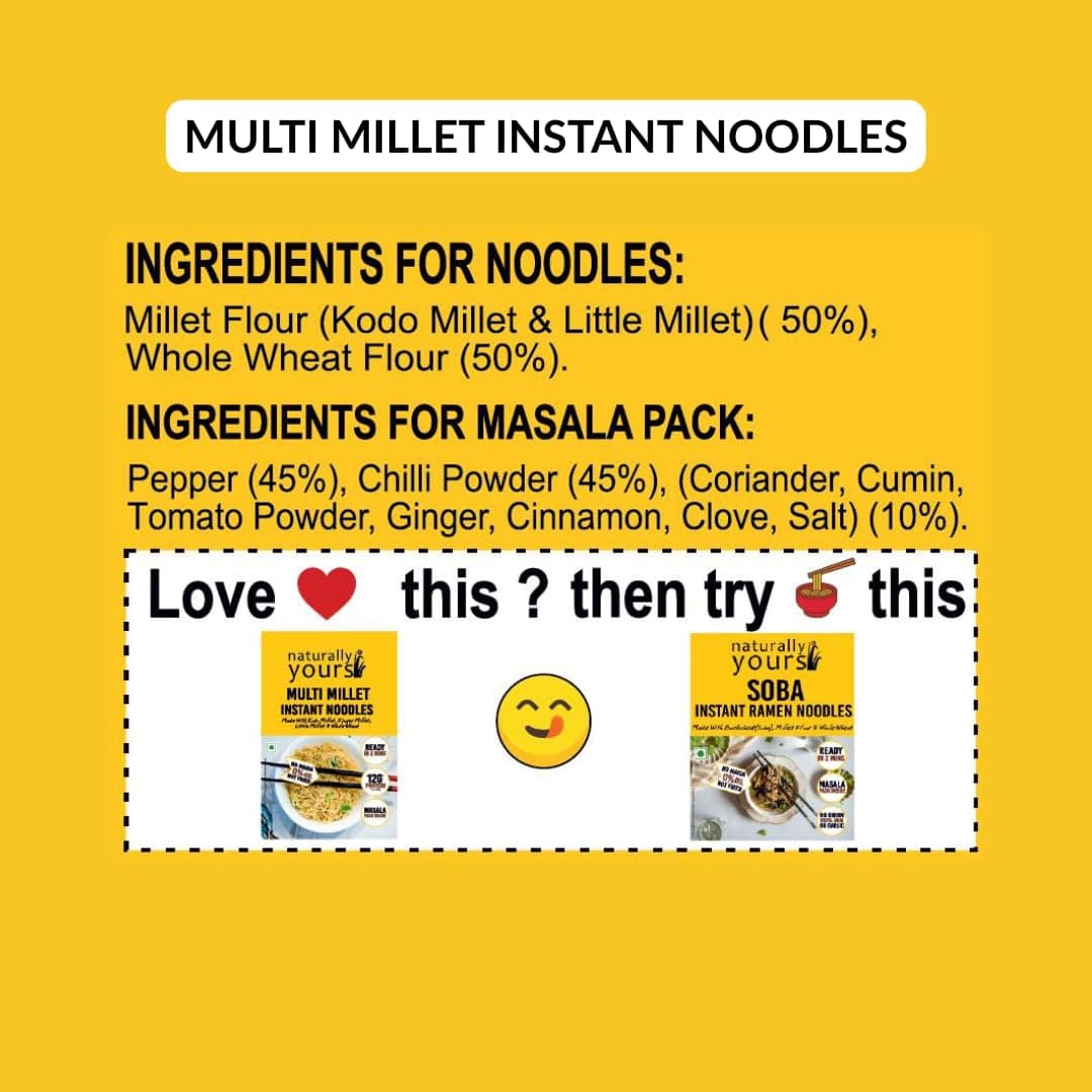 Naturally Yours Instant Noodles Combo | Khapli Whole Wheat & Multi Millet Variety Pack | Maida Free, High Protein & Fiber | Steam Dried, Non Fried | No Onion No Garlic, Jain Friendly | 175g x 6 Pack — image 7