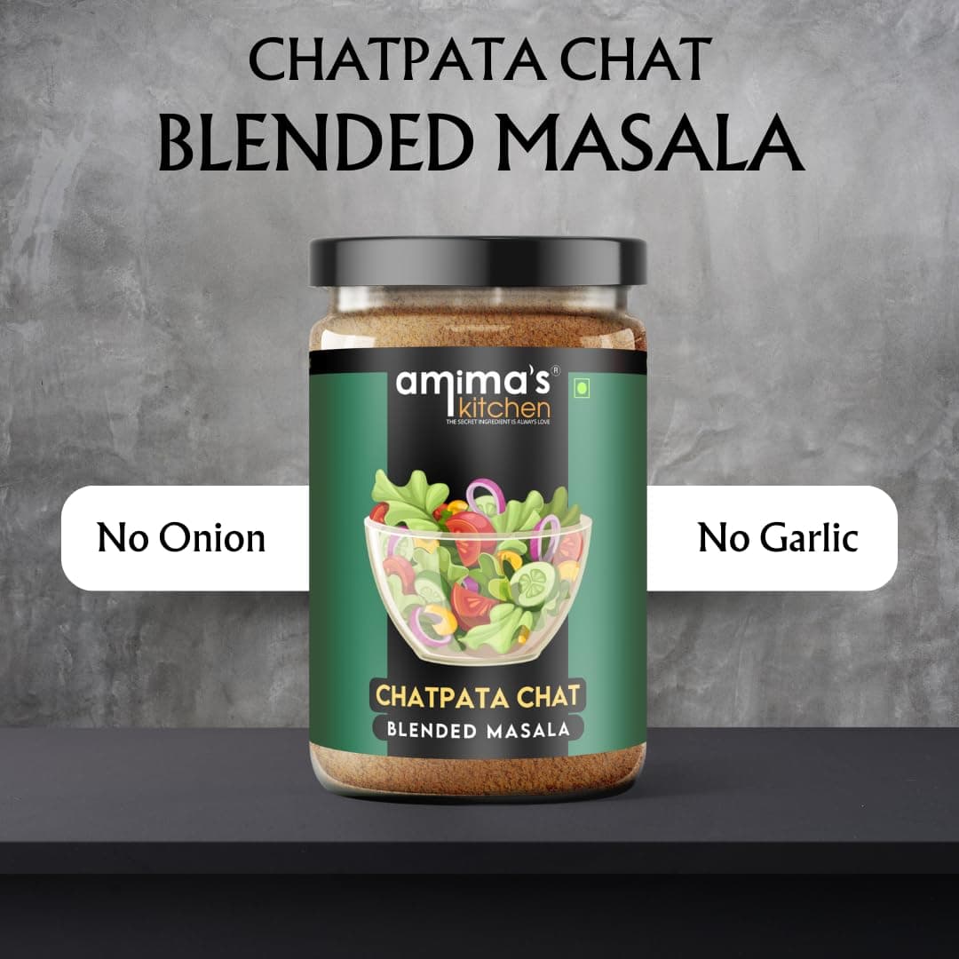Amima's Kitchen Chatpata Chat Masala Sprinkler Jar | 125 Grams (Pack 1) | No Onion & No Garlic | No Artificial Flavour Added | Used in Saute Veggies, Fruit Salads, Snacks, Curries, Buttermilk, Sharbats, Fruit Juice — image 3