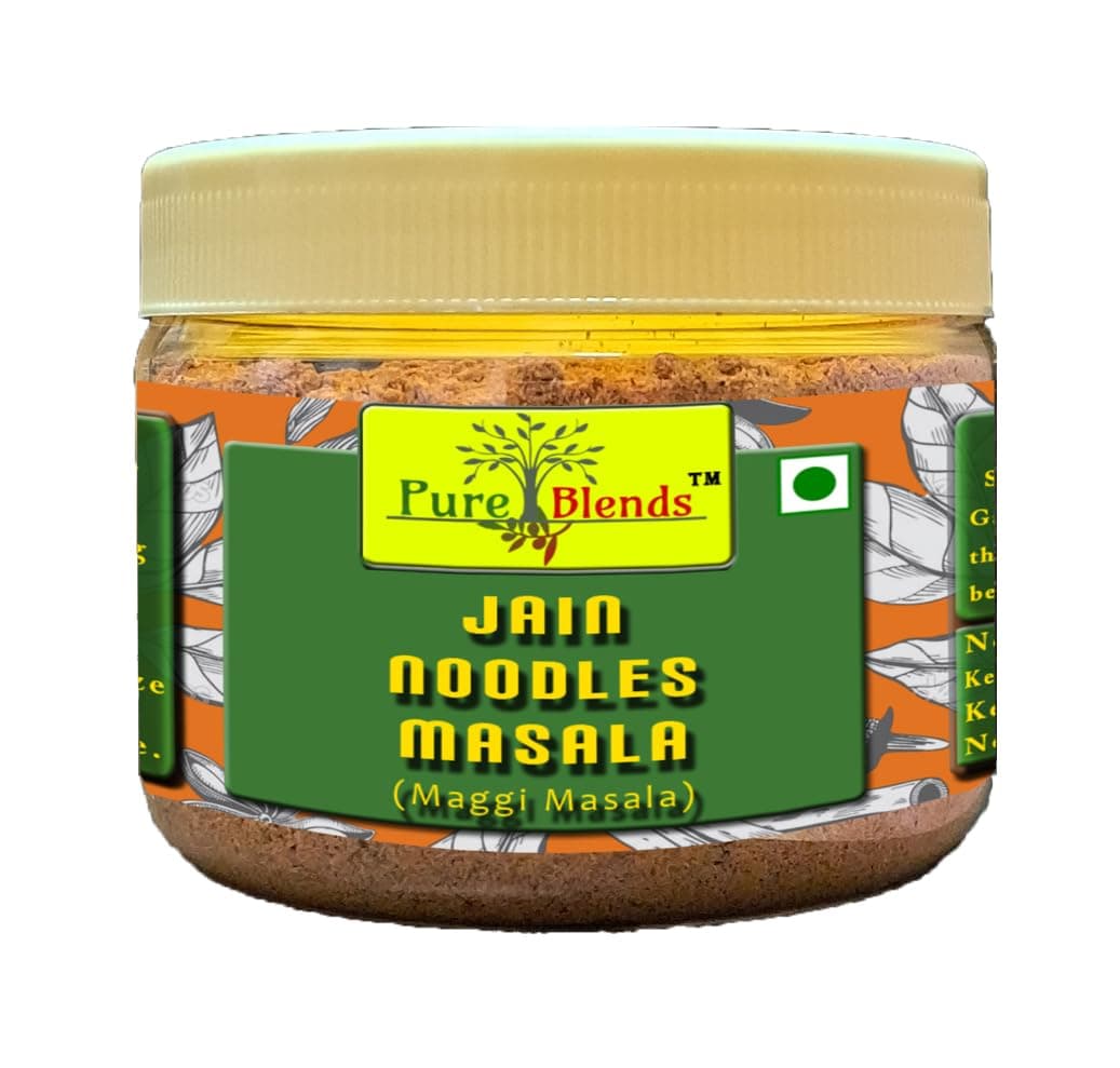 Pure Blends Jain Noodles Masala | Without Onion & Garlic Masala | Authentic Jain Seasoning Mix | Perfect for Instant Noodles, Pasta, Poha, Fried rice Aloo sabji & other Dry Snacks | 100g