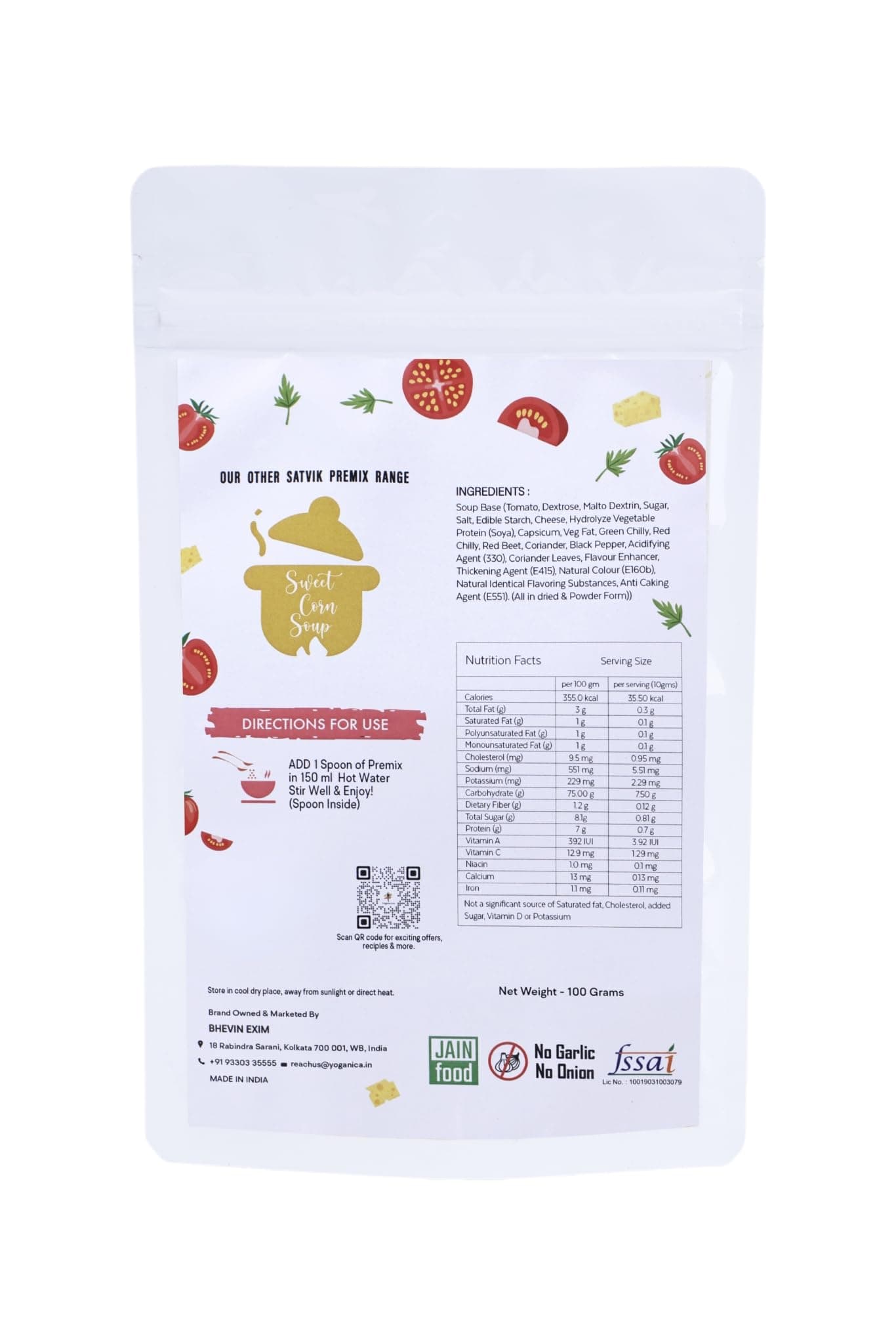 Yoganica Instant Pure Veg Soup Combo 100g x 2 (20 Servings) | No Onion No Garlic Soup Premix | Cheese Tomato & Sweet Corn Soup Premix | Ready-to-Cook Veg Soup | Light, Diet-Friendly & Easy to Digest — image 3