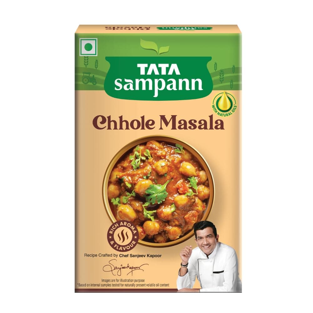 Tata Sampann Chhole Masala with Natural Oils, 100g, Chole Masala Powder, Crafted by Chef Sanjeev Kapoor, With Chef’s Exclusive Tip, Rich Aroma & Flavour