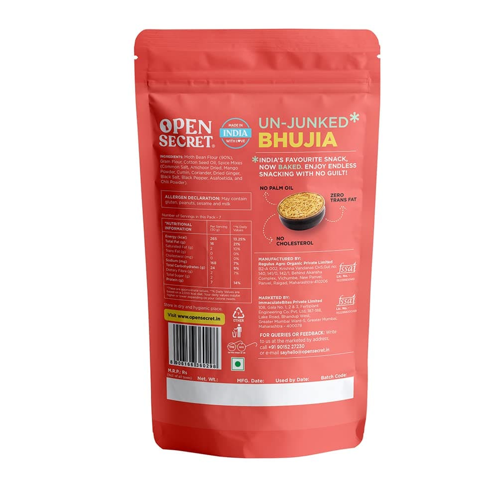 Open Secret Namkeen | 175g | Bhujia, Namkeen Snacks, Bhujia Sev, Healthy Snacks, Unjunked, Baked Not Fried, No Palm Oil, Zero Trans Fat, No Cholesterol (Pack of 1) — image 7