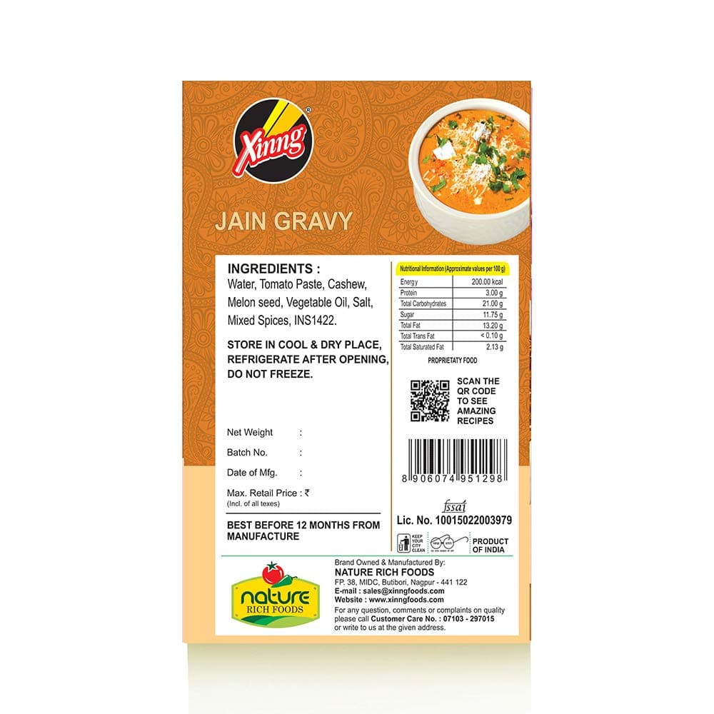 Xinng Instant Ready to Cook Jain Gravy- No Onion, No Garlic, 150gms 100% Natural, Cooking Sauce, No Preservatives- Pack of 1 — image 3