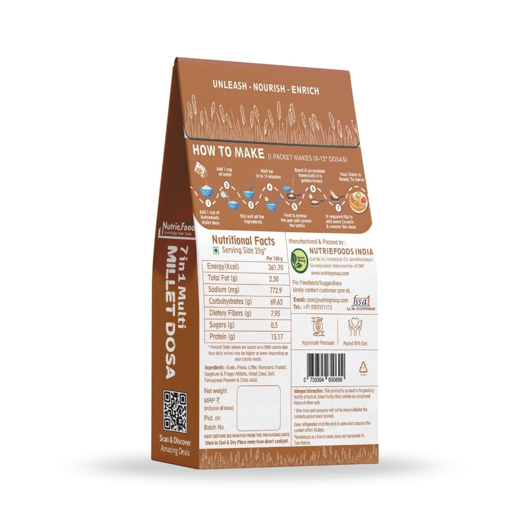 Nutriefoods Instant Millet Dosa Premix, 0% Maida, 0% Besan, Made with Millets, Kid Friendly, High in Protein (7 in 1 Millet Dosa, 400, gram) — image 4