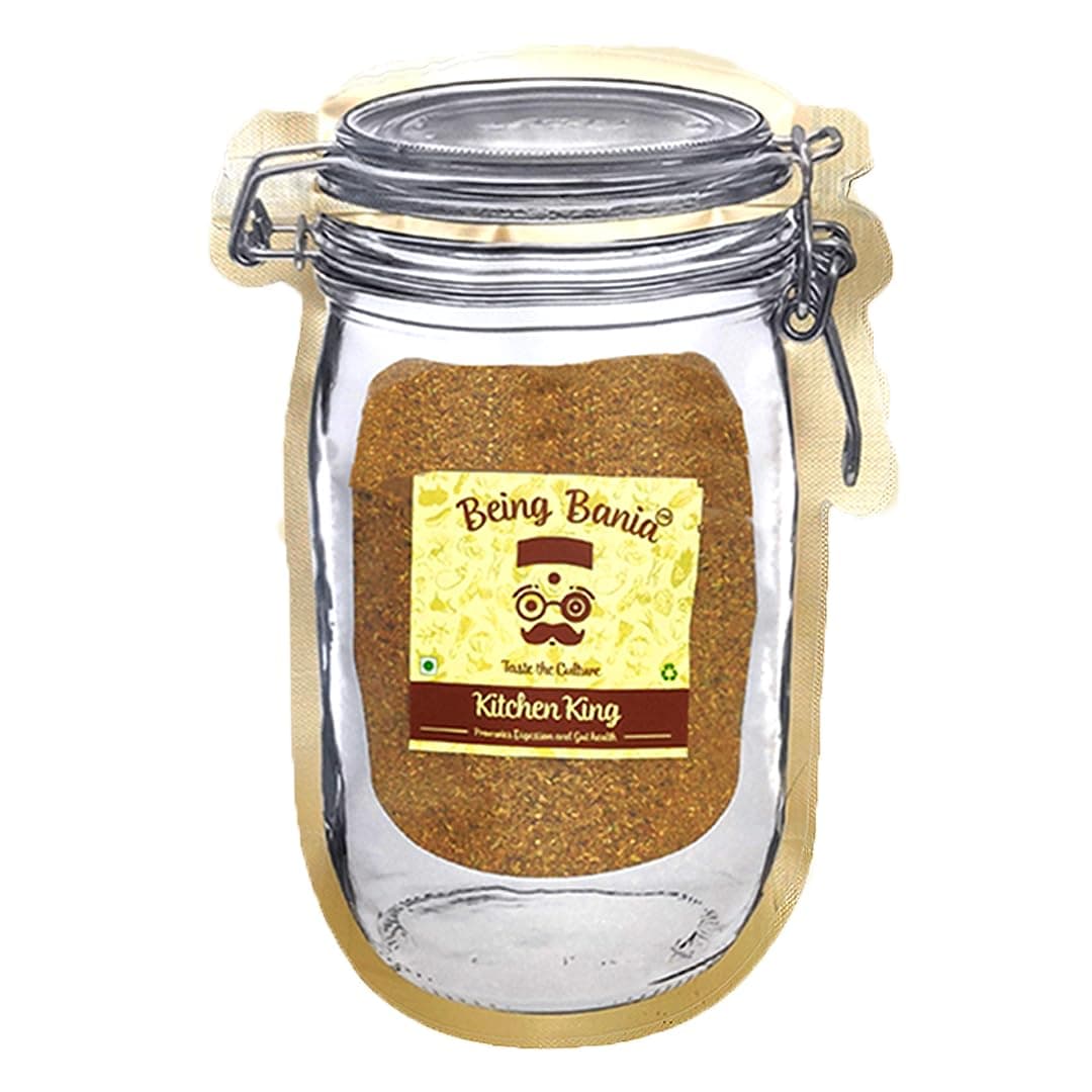 Being Bania Kitchen King Masala Pouch, 100 Gms | 100% Natural |natural Jain Masala No garlic or onion | | No Added Flavors or Preservative | For Healthy Routine | Promote Digestion & Gut Health | Exotic Indian Spices | Indian Masala