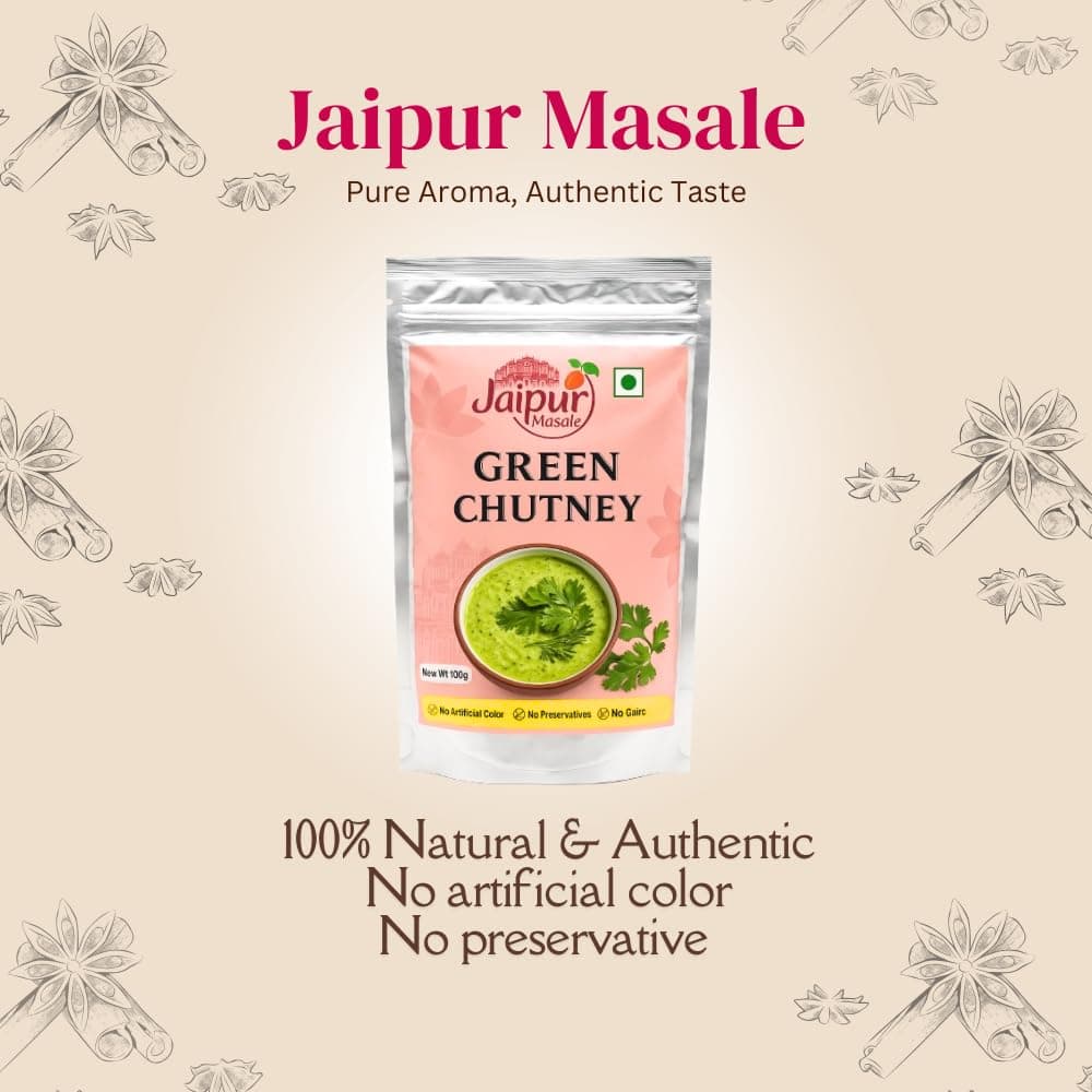 Jaipur Masale Green & Groundnut Chutney Combo | 100% Natural | Ready-to-Eat | No Onion, No Garlic | South Indian Style Chutney for Idli, Dosa, Snacks | 100g Each | Pack of 2 — image 3