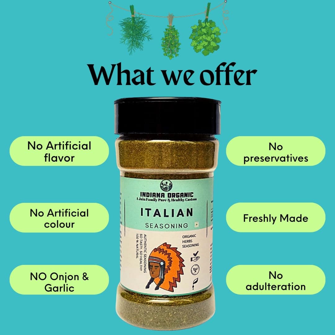 Indiana Organic Italian Herbs - A Mediterranean Taste Journey, Seasoning with Himalayan Herbs (75Gram) (NO Onion and Garlic) — image 5