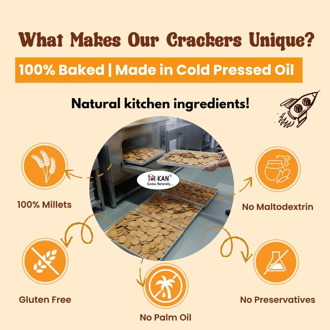 NIHKAN Jowar Millet Crackers - Gluten free | No Maida | High protein | High Fibre - Handmade & baked chai time guilt free snacks - Healthy Millet Snack - No Preservatives & No Baking soda - 100g each (Jowar Peri-Peri Flavour) — image 6
