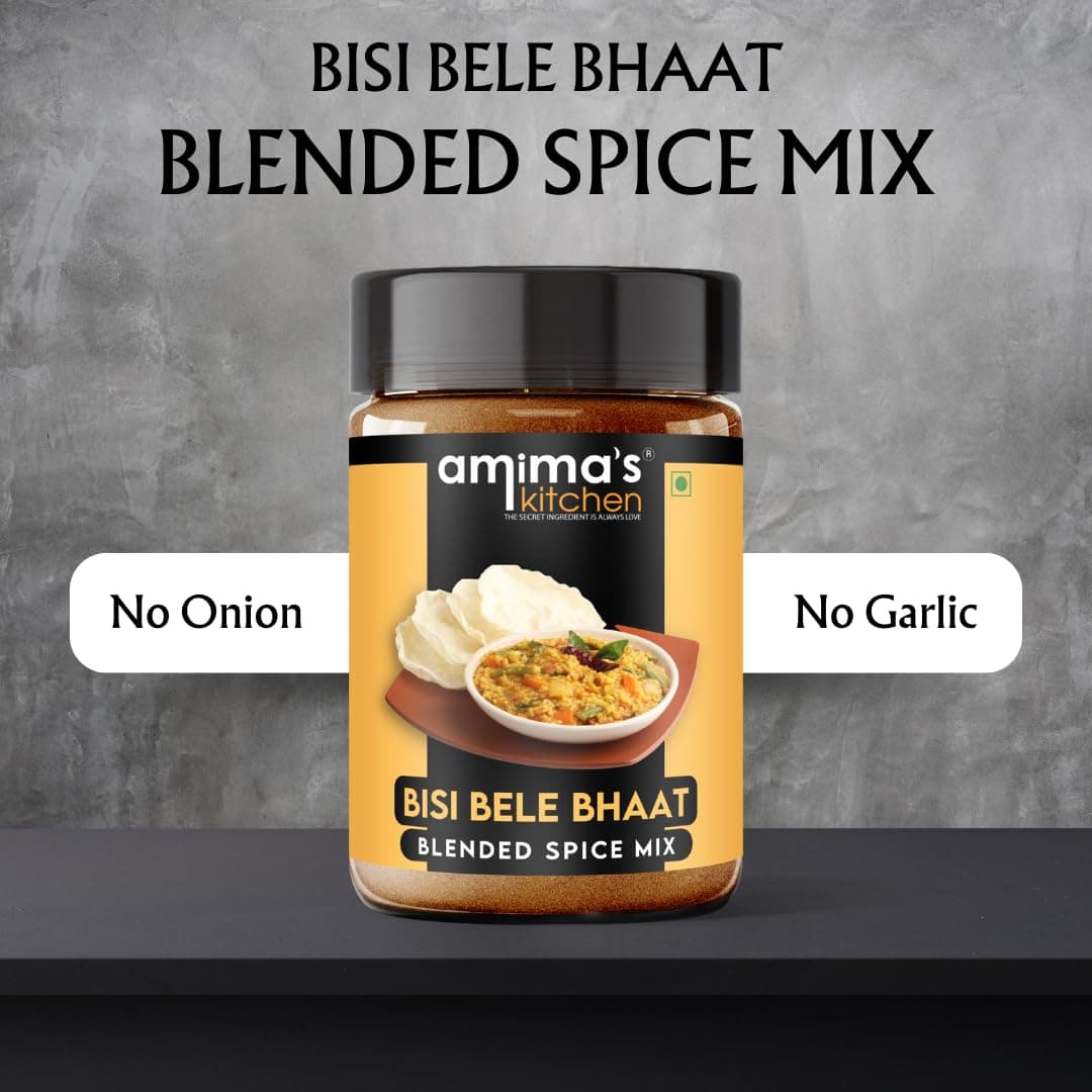 Amima's Kitchen Combo Of Bisi Bele Bhaat + Chettinad Rasam Jain Spice Mix (No Onion No Garlic) – 100 Grams (Pack of 2) | Blended Spice Mix | For Healthy and Delicious Cooking | No Synthetic Flavour & Color | Ready Masala Powder — image 4