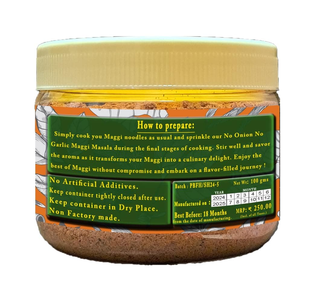 Pure Blends Jain Noodles Masala | Without Onion & Garlic Masala | Authentic Jain Seasoning Mix | Perfect for Instant Noodles, Pasta, Poha, Fried rice Aloo sabji & other Dry Snacks | 100g — image 5