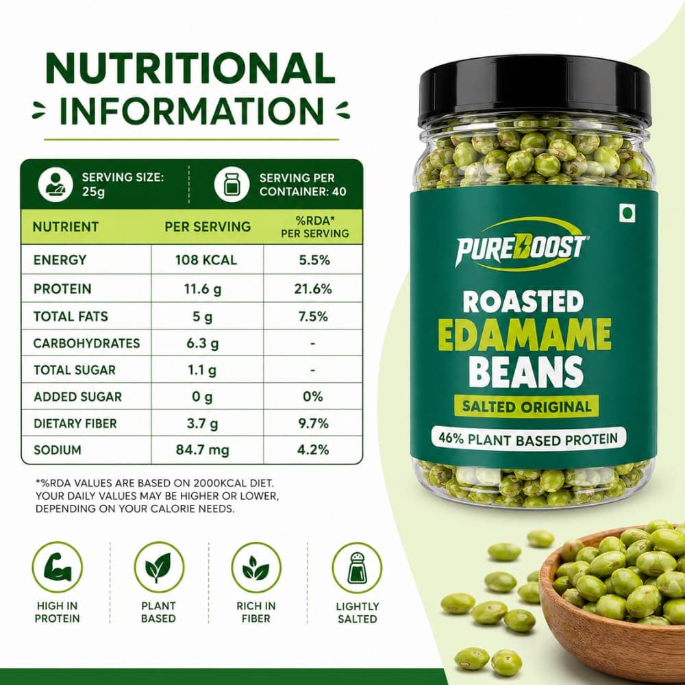 Roasted Salted Edamame, 1 kg (46% Protein, 14% Fiber, Lightly Salted Young Green Soybeans, Highest Plant Protein Supersnack) 500g*2 — image 4