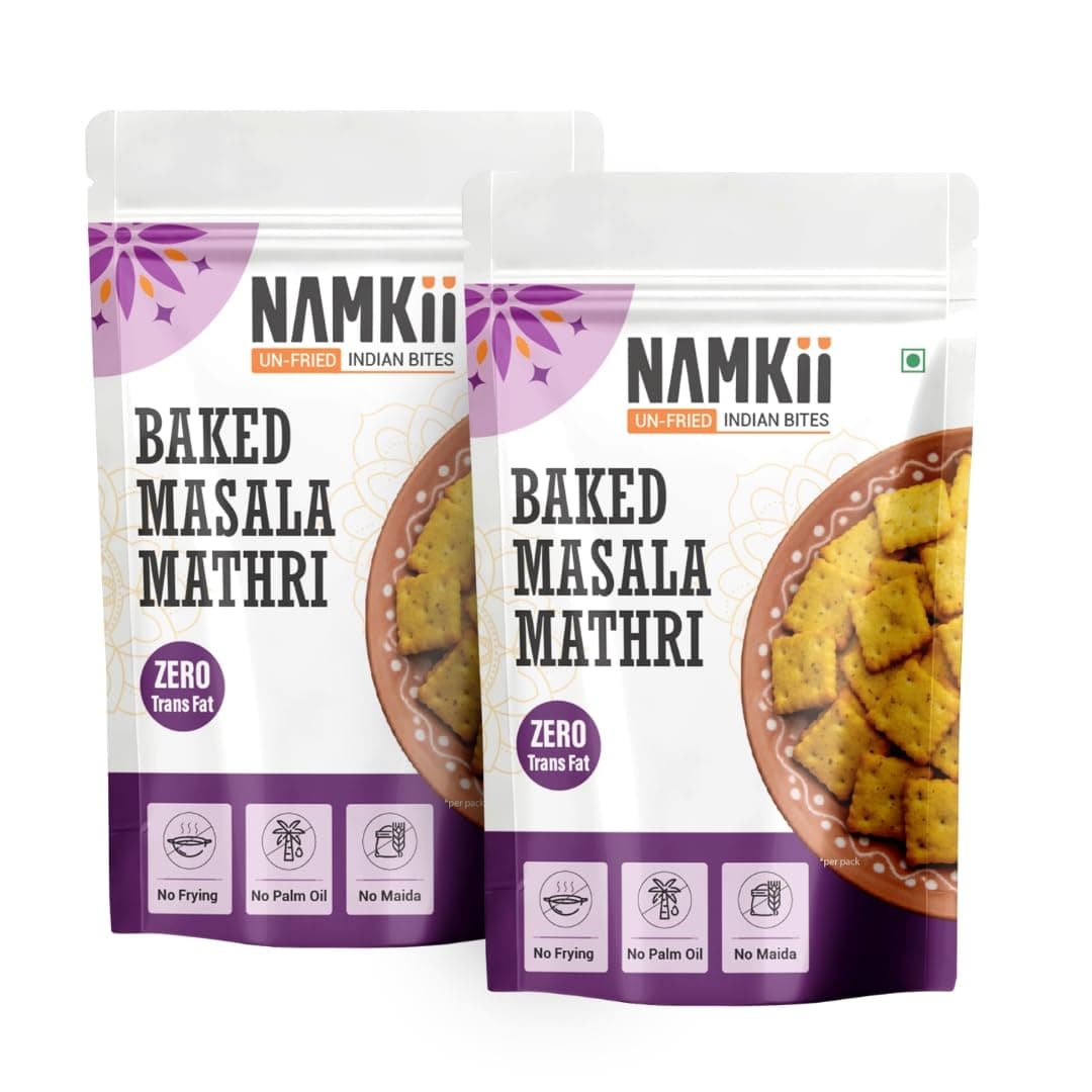 NAMKII Baked Methi Masala Mathri | Baked Not Fried, No Maida, No Palm Oil | Zero Trans Fat, Low Saturated Fat | Healthy Snacks, Mathri, Namkeen | Perfect for tea-time snacking, mid-night cravings, or tiffins | 175 g (Pack of 2) — image 2