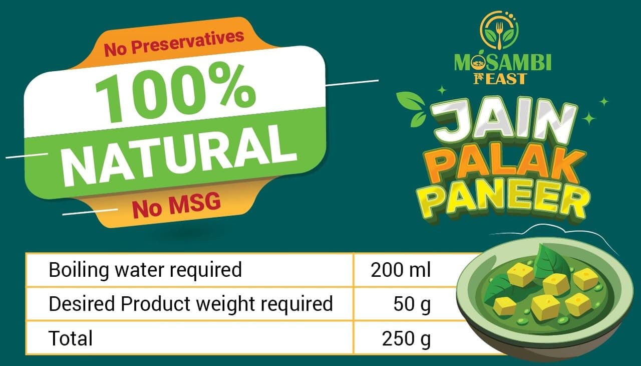 MOSAMBI FEAST Ready-to-Eat Jain Palak Paneer | 100% Natural Zero Preservatives | Rich Creamy Authentic Indian Flavors | Premium Vegetarian Ingredients — image 3