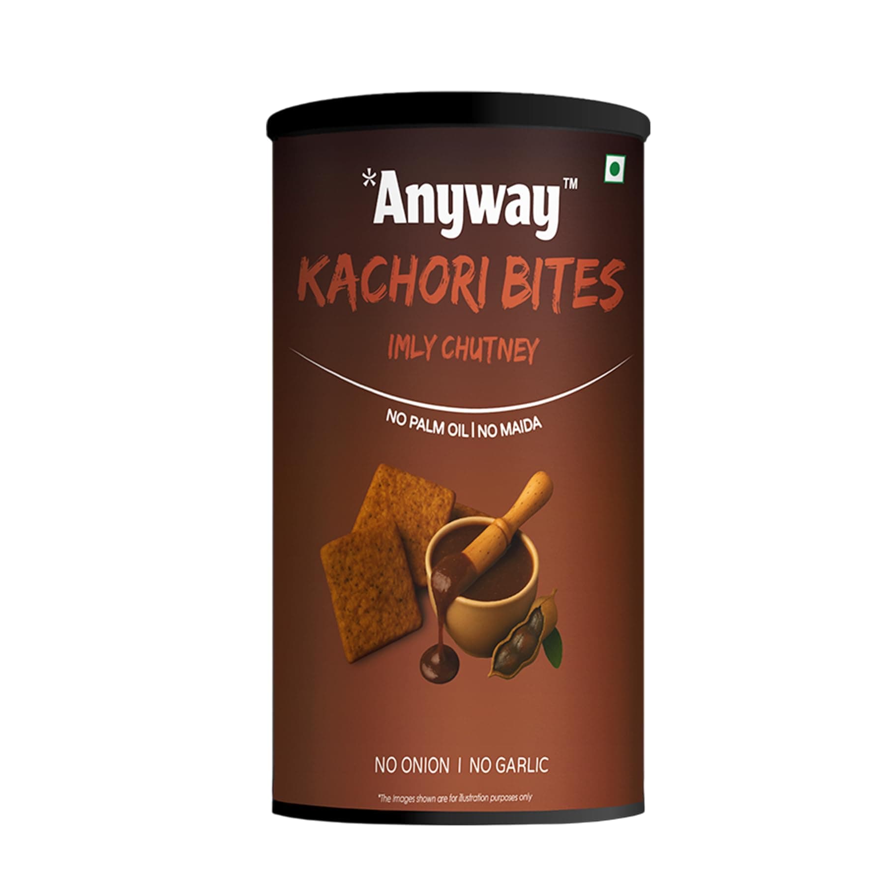 Anyway Kachori Bites Imly Chutney Flavour Anyway Bites | No Maida No Palm Oil | Multigrain Snack | Kota's Bold Street Kachori in a Pack | Sweet Tangy Flavour | No Onion No Garlic | 120g | Anytime Snack (120g - pack of 1, Imly Chutney flavor)
