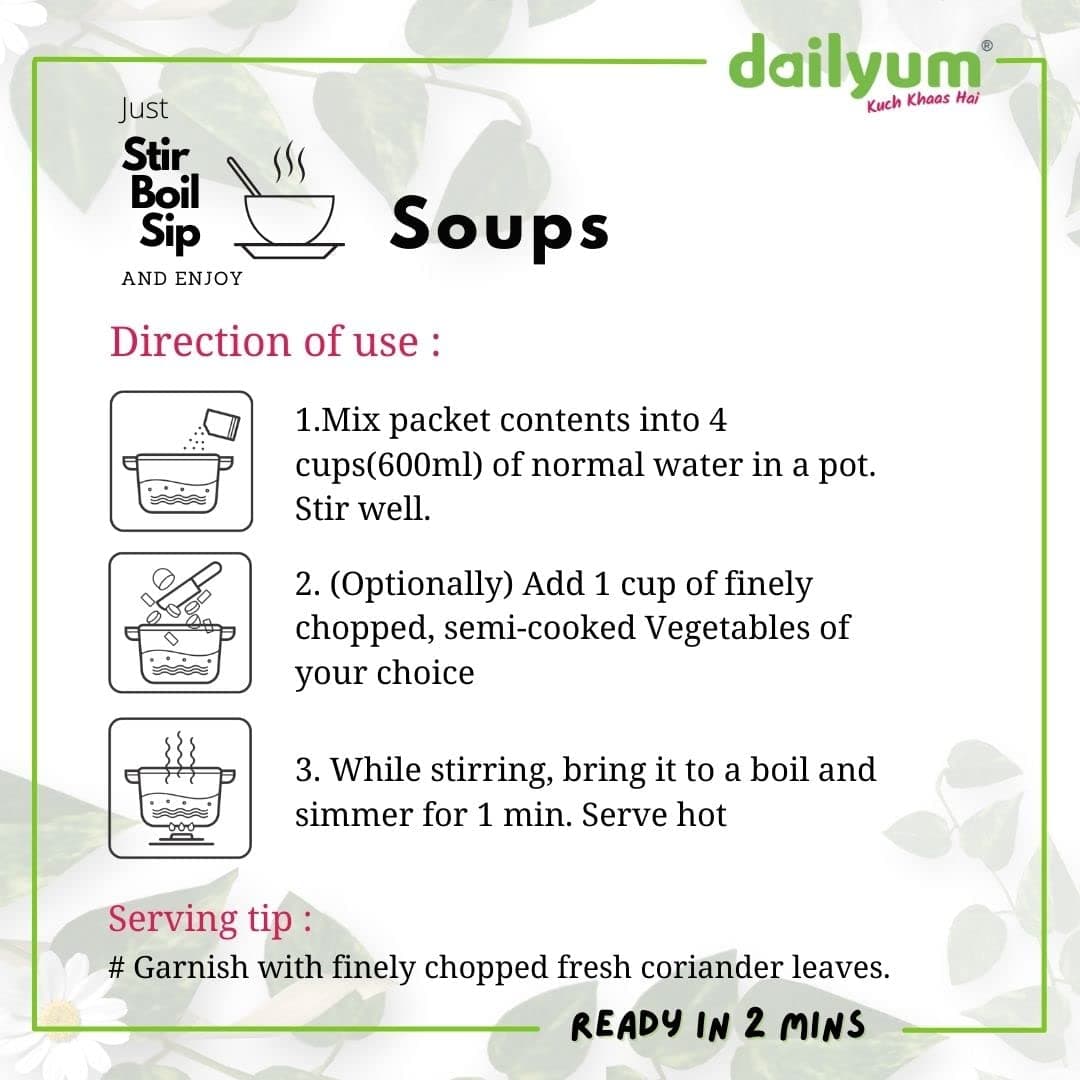 Dailyum instant | No Onion Garlic | 2 Manchow Soup 50g | 2 Hot N Sour Soup 50g | Crispy Fried Noodles 200g | Natural | No MSG | Jain |Combo Of 5 — image 7
