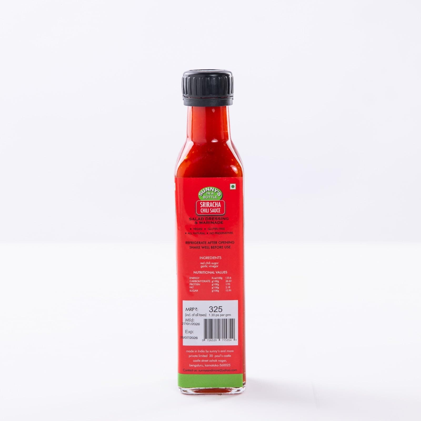 SUNNYS IN A BOTTLE – Sriracha Chili Sauce | Salad Dressing, Marinade & Sauce | 250ml | Vegan, Gluten-Free, No Preservatives | All Natural — image 2