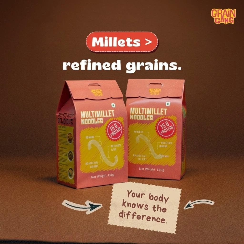 GRAINGANG Multimillet Noodles | No Maida | 15g Protein | Not Fried | No Artificial Colours | 150g Each | Pack of 4 — image 4