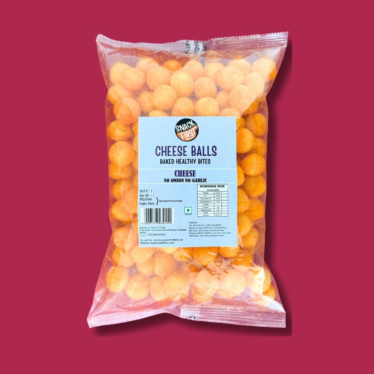 Snack First Baked Chilli Chataka (2) & Cheese Balls (2), Corn balls, Combo of 4, No Onion No Garlic, Jain, Puffed Snack, Corn Puffs, Healthy Snack, Namkeen, 320g — image 3