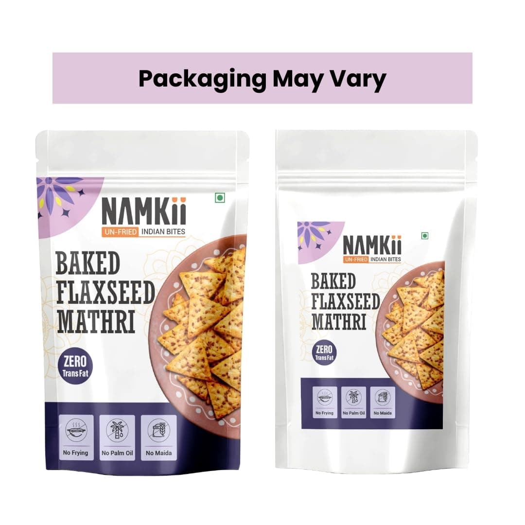 NAMKII Baked Flaxseed Mathri | Baked Not Fried, No Maida, No Palm Oil | Zero Trans Fat, Low Saturated Fat | Healthy Snacks, Mathri, Namkeen | Perfect for tea-time snacking, mid-night cravings, or tiffins | 175 g (Pack of 1) — image 6