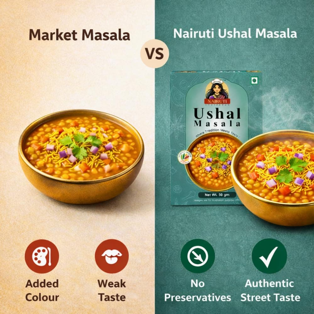 Nairuti Vyutpadan Sev Usal Masala 50g | Jain Friendly (No Onion No Garlic) | Authentic Vadodara Style Usal Masala Powder — image 3